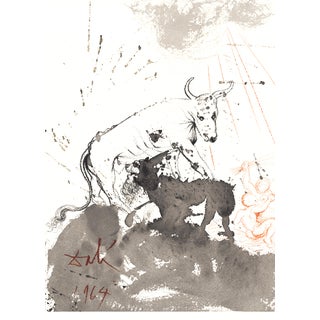 1968 Salvador Dalí Biblia Sacra Lithograph "Leo Quasi Bos Comedens Paleas" (Lion Eating Straw Like an Ox) For Sale
