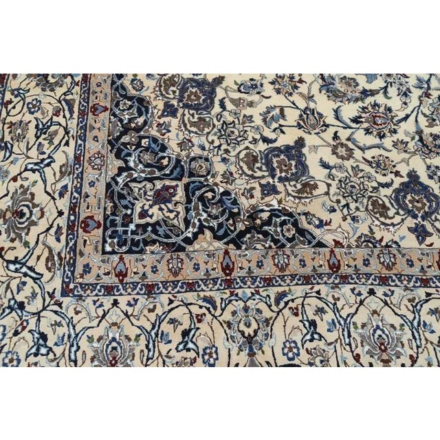 Traditional Pasargad Ivory Persian Nain Silk & Wool Rug For Sale - Image 3 of 4