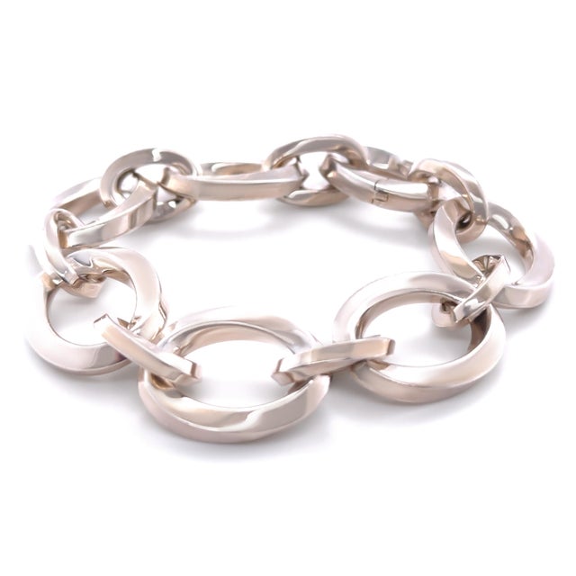 Contemporary Tiffany & Co. Sterling Silver Vintage Oval Link Bracelet 88g For Sale - Image 3 of 6