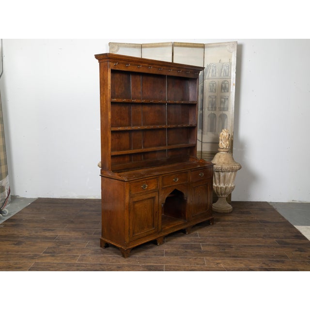 English 19th Century Oak Welsh Dresser with Open Shelves and Low Sideboard For Sale - Image 10 of 12