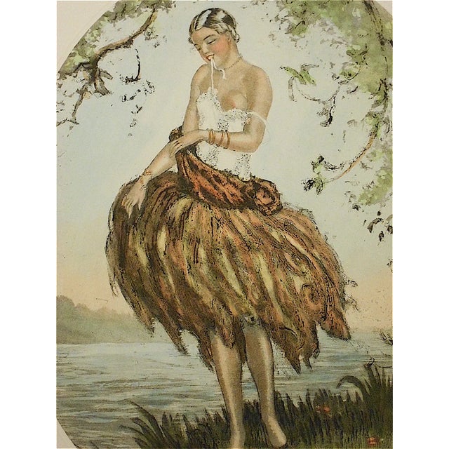 Art Deco Vintage Engraving of a Young Woman For Sale - Image 3 of 3