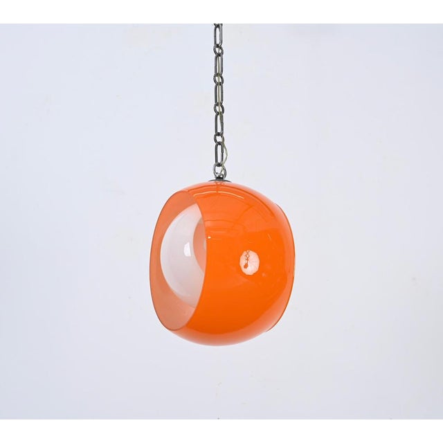 Orange Murano Glass Eclipse Pendant attributed to Carlo Nason for Mazzega, Italy, 1960s For Sale - Image 6 of 15