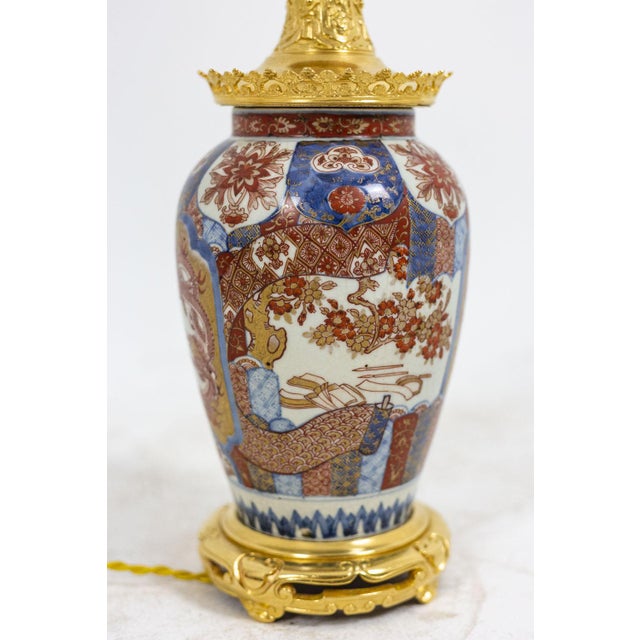 Imari Porcelain & Gilt Bronze Lamp, 1880 For Sale - Image 6 of 12