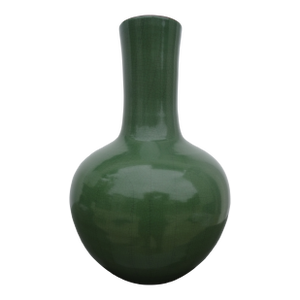 Vintage Green Crackleware Bottle Vase