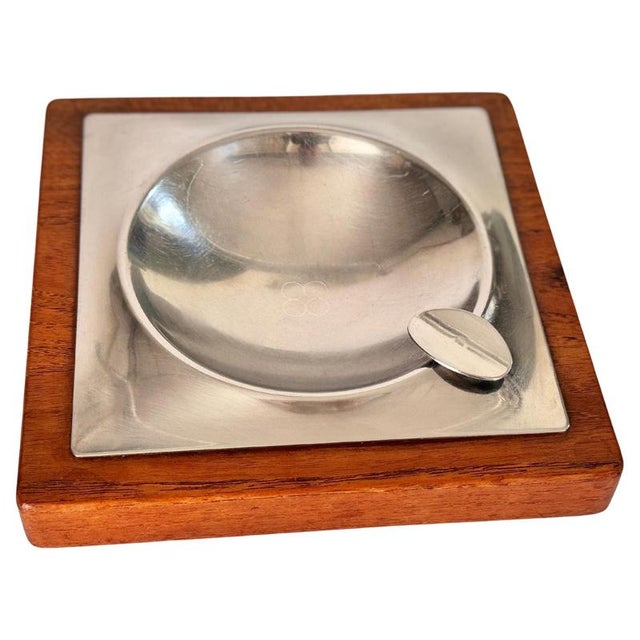 Wood Scandinavian Wood and Metal Ashtray, 1950s For Sale - Image 7 of 7