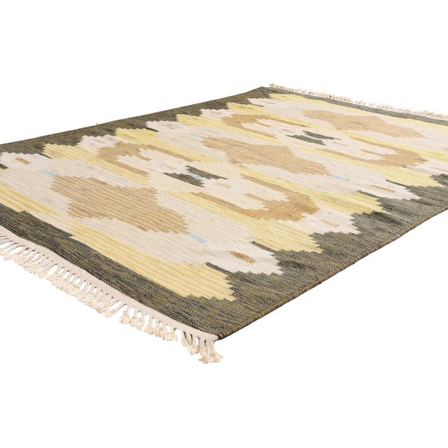 79372 Vintage Swedish Rollakan Rug, 04'07 x 06'03. Evy Svensson Vintage Swedish Rollakan Masterpiece of Nordic Elegance...