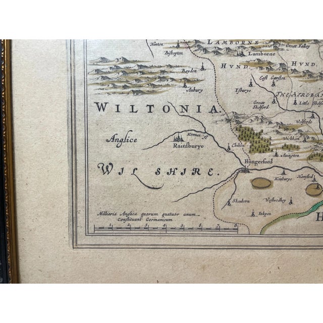 Rare Original Antique Hand Colored European Map Berkshire Blaeu 1646 2-Sided For Sale In New York - Image 6 of 18