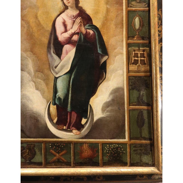 Spanish School, Immaculate Madonna, Oil on Canvas For Sale - Image 7 of 13