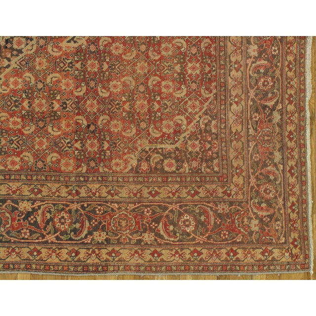 Persian Antique Tabriz Carpet, Persian Rug, Handmade Oriental, Terracotta, Brown, Beige For Sale - Image 3 of 12