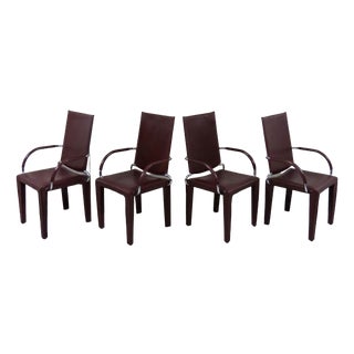 Leather Arcadia Chairs from Arper, Italy, 1980s, Set of 4 For Sale