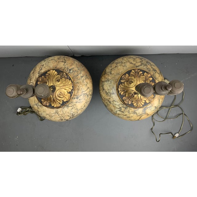Early 20th Century Vintage Onyx Table Lamps, Set of 2 For Sale - Image 5 of 12