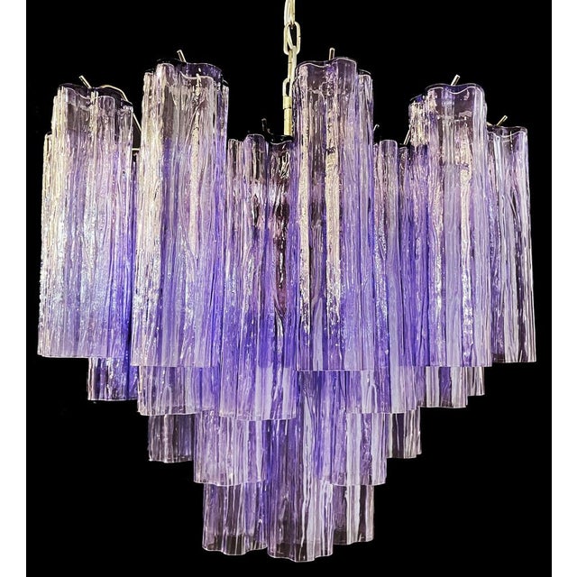 Murano Glass Tube Chandelier with 36 Amethyst Glass Tube, 1990s For Sale - Image 10 of 11