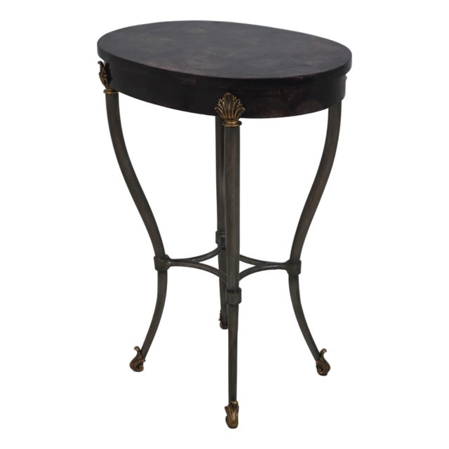Ethan Allen Regency Style Faux Tessallated Horn Table For Sale