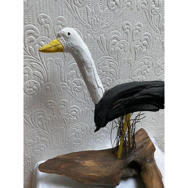 Vintage Coastal Hand-Carved and Painted Large Seagull Driftwood Statue For Sale - Image 10 of 13
