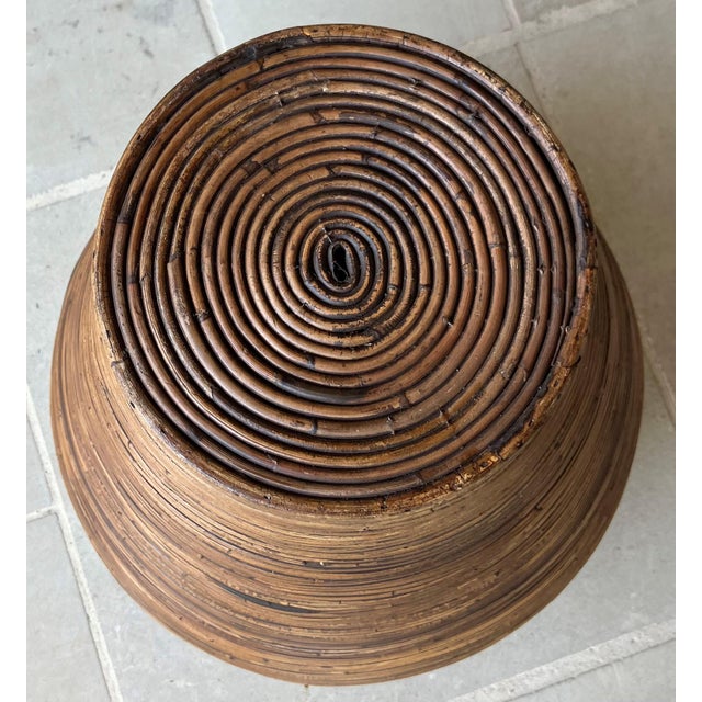 Late 20th-Century Gabriella Crespi-Style Pencil Reed Rattan Pithos-Shape Floor Vase For Sale - Image 13 of 18