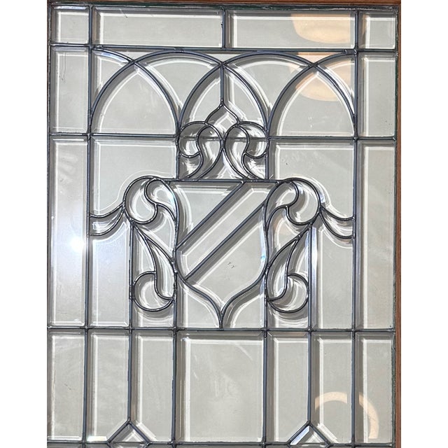 Mahogany Antique Restoration Coat of Arms Motif Leaded Glass Door Leaded exterior/entry door made of Honduran Mahogany....
