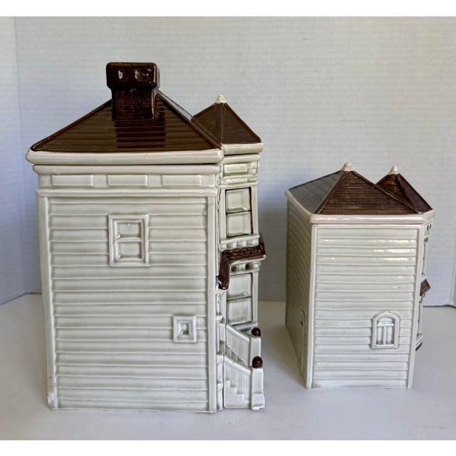 1979-80 Otagiri Ceramic San Francisco Victorian House Canisters Cookie Jars - Set of 2 For Sale In Los Angeles - Image 6 of 15