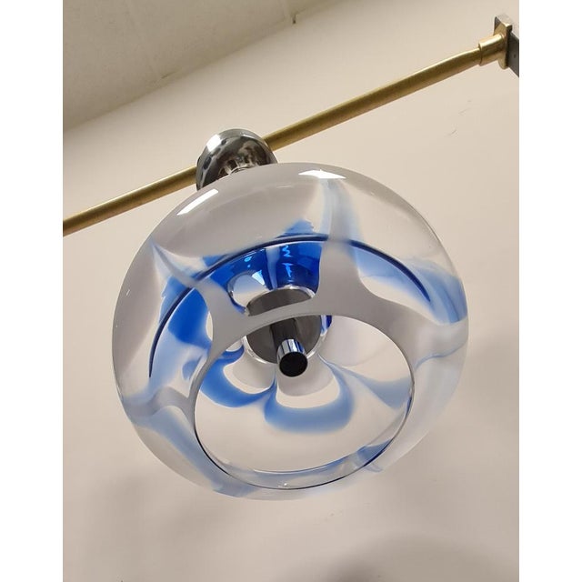 Blue Space Age Hanging Light in Blue and White, 1980s For Sale - Image 8 of 15