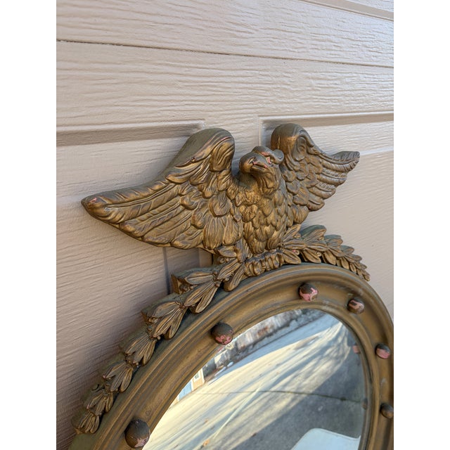 American Federal Giltwood Eagle Bullseye Convex Mirror For Sale - Image 4 of 15