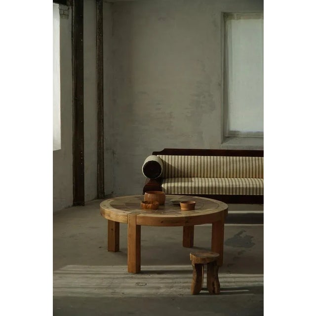 Large Danish Round Coffee Table in Pine and Ceramic from Sallingboe, 1970s For Sale - Image 3 of 18