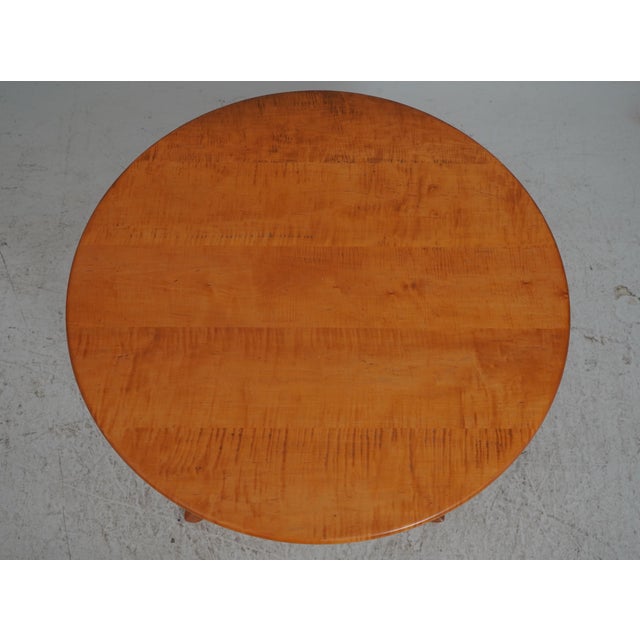 Traditional Tiger Maple Benchmade Round Dining Table For Sale - Image 3 of 12