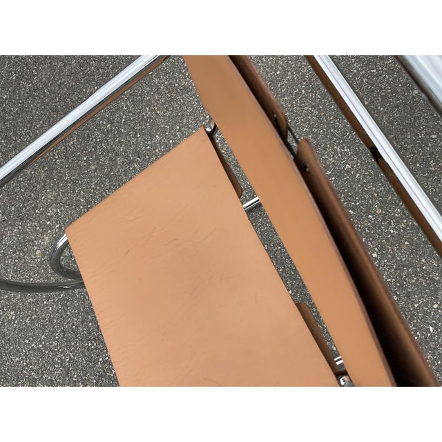 Tan Tubular Chrome & Leather MR20 Armchair by Ludwig Mies Van Der Rohe, Italy, 1980s For Sale - Image 8 of 18