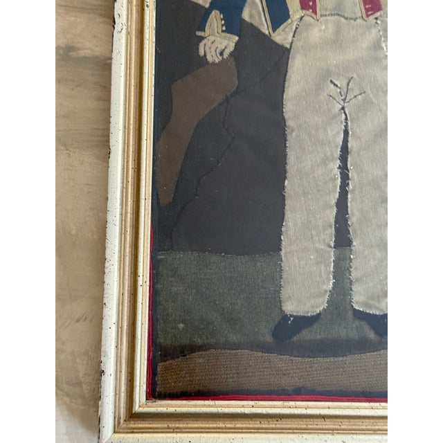 Vintage French Revolutionary Officer Textile Art Framed Wool Applique Military Portrait For Sale - Image 10 of 11