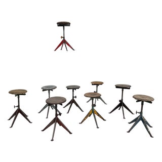 Quadripod Stools attributed to Jean Prouvé, 1950s, Set of 9 For Sale