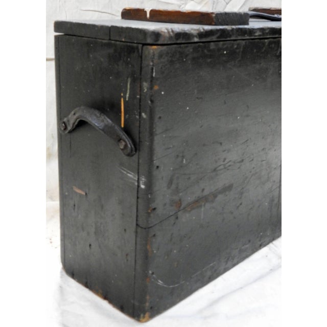 Mid 19th Century Primitive Wooden Tool Box With Leather Details For Sale - Image 5 of 11