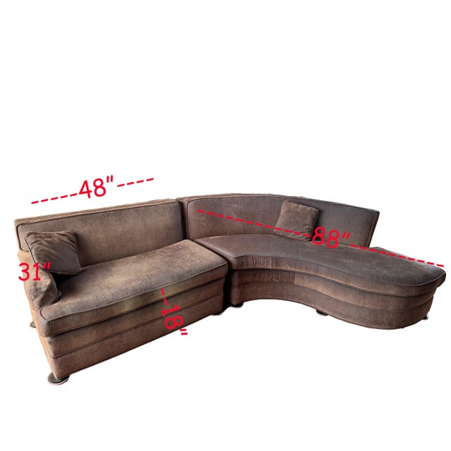 Taupe Mid Century Modern Serpentine 2 Piece Sectional Sofa For Sale - Image 8 of 8
