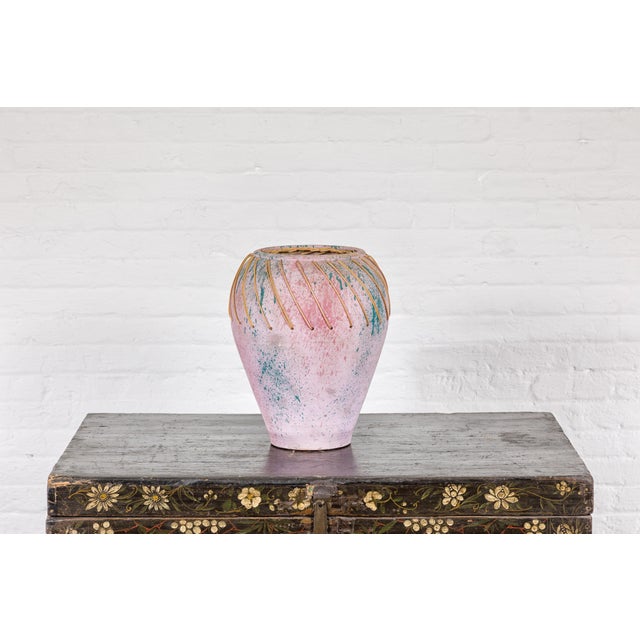 A vintage hand-crafted pastel vase from our American Artists Collection, with pink color and weaving. Introducing a...