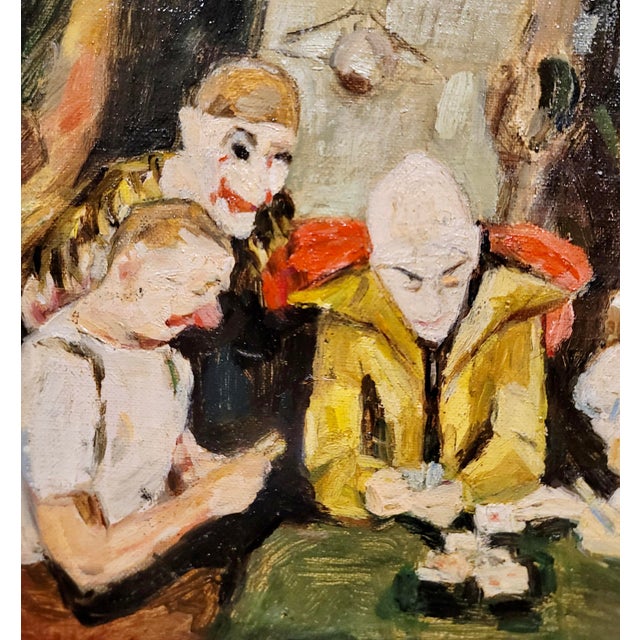 Gabriel Spat -Clowns Playing Card During a Circus Break-Oil Painting For Sale - Image 4 of 12