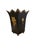 Vintage Italian tole style scalloped edge cachepot. Black background with gold accents on ball feet. Measures at the...