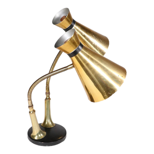 Mid Century Two Light Gooseneck Desk Lamp C. 1950/60's