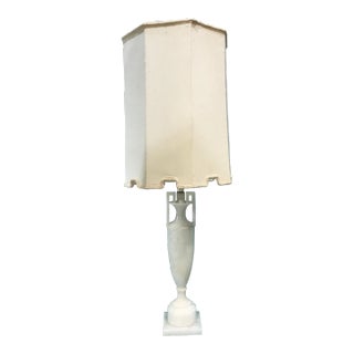 Mid-Century White Urn Amphora Regency Alabaster Table Lamp For Sale