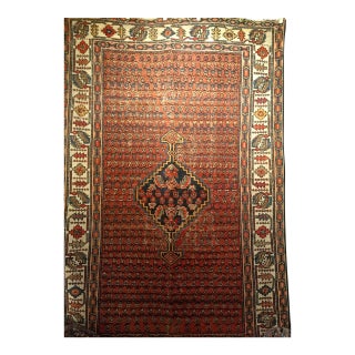 Antique Persian Malayer Rug, Hand-Knotted Wool, Paisley Pattern, 4x6, Brick Red & Ivory For Sale