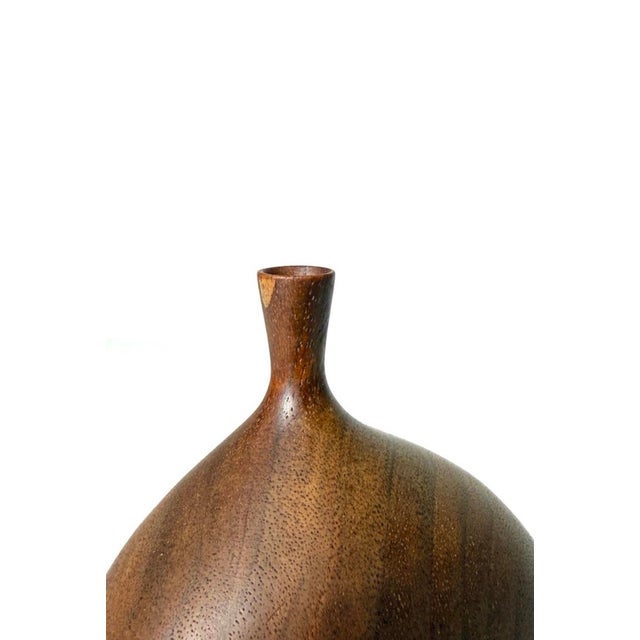 Wood Mid Century Modern Roger Sloan Turned Walnut Inlaid Weed Pot Twig Vase, Circa 1970s For Sale - Image 7 of 9