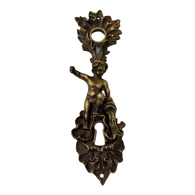 Vintage Bronze Key Hole Escutcheon Putto Pouring Water For Sale