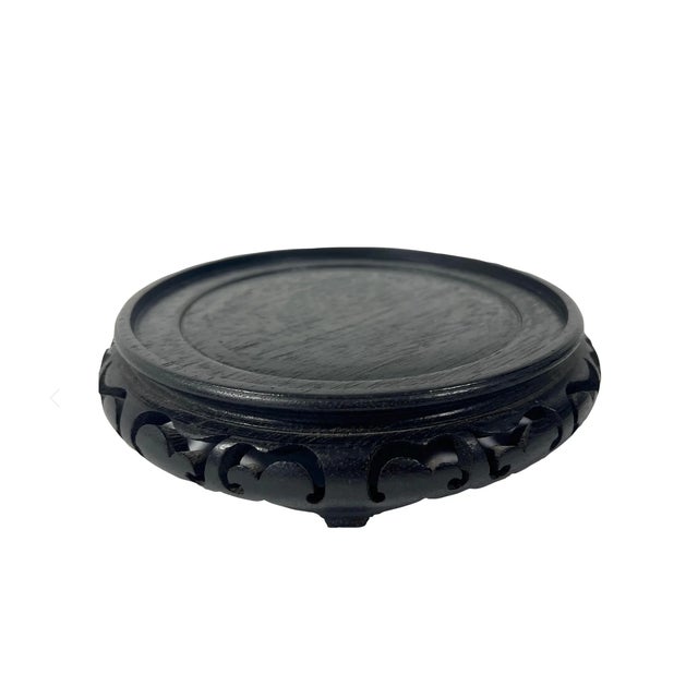 Large Old Rose Mandarin / Medallion Chinese Porcelain Export Punch Bowl, Wood Stand & Auspicious Objects & Gilt Work, Signed, 14" For Sale - Image 15 of 15