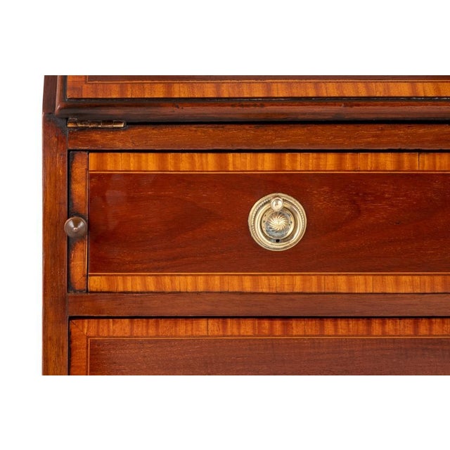 Brown Regency Revival Mahogany Inlay Desk, 1890s For Sale - Image 8 of 13