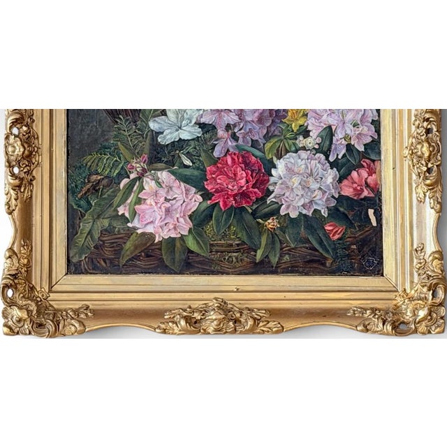 Antique 19th Century British School Oil on Canvas Floral Still Life Painting For Sale - Image 4 of 17