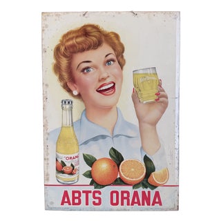 Metal ABTS Orana Advertising Sign, Belgium, 1953 For Sale