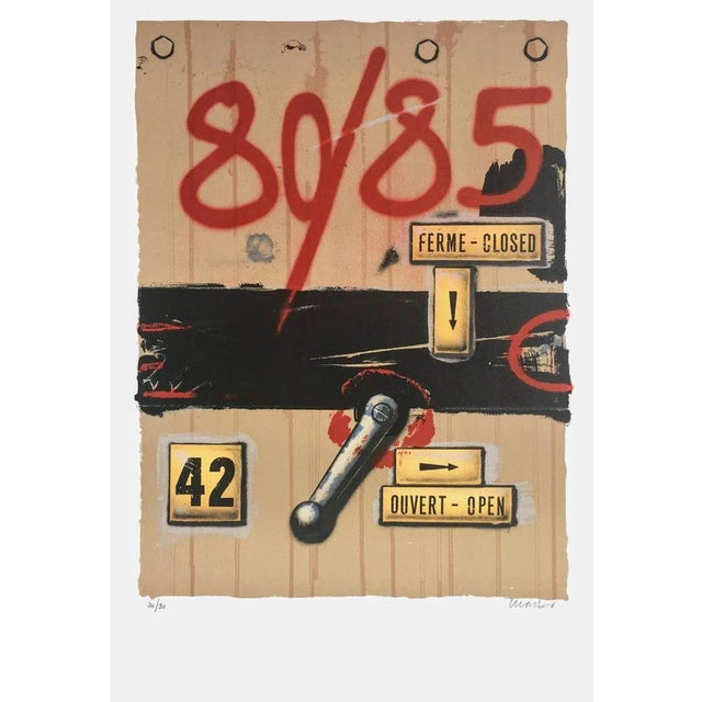 Peter Klasen, Open/Closed, Original Hand-Signed Lithograph, 1985 For Sale