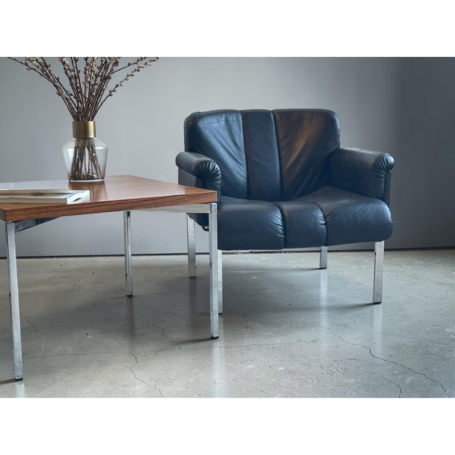 Black Eurochair Lounge Chairs in Black Leather and Chromed Steel by Hans Eichenberger, 1970s, Set of 2 For Sale - Image 8 of 16