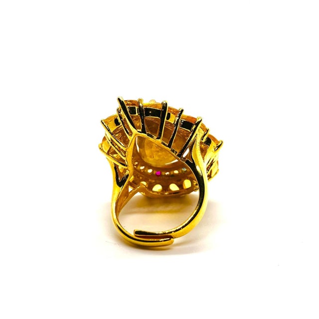 Bochic “Capri” Vintage Multi Fancy Sapphire and Yellow Sapphire Cocktail Ring — 18K Gold & Silver Signed Masterpiece •...