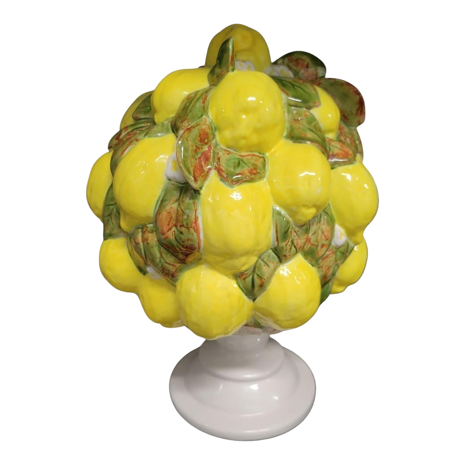Vintage Majolica Style Ceramic Lemon Topiary Room Decor 1977 | Chairish