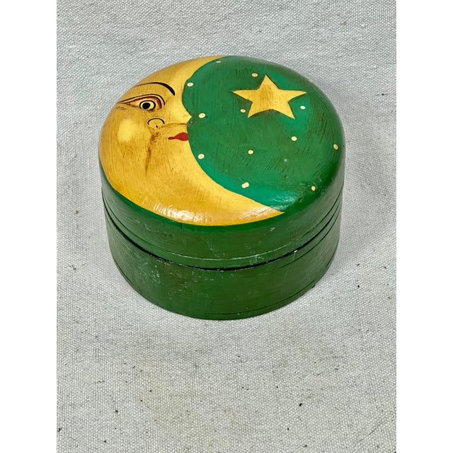 Lovely vintage celestial box. Features a crescent moon and stars. Colorful and fun. Perfect to use for jewelry or small...