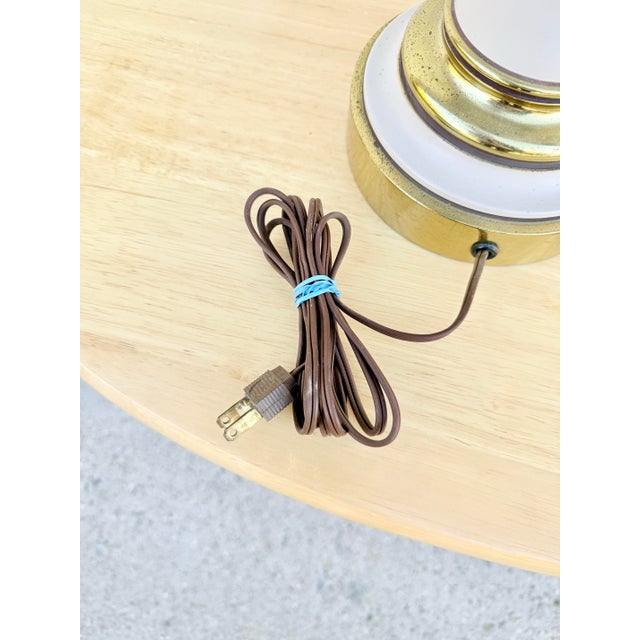 Metal Vintage Brass and Glazed Metal Mid Century Lamp For Sale - Image 7 of 11