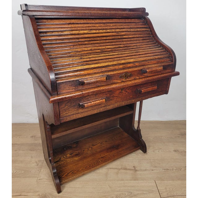 Edwardian Writing Desk in Oak, 1910 For Sale - Image 4 of 18