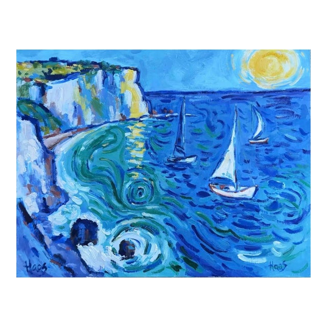 Sail Away With Me - Modern Impressionist Oil Painting Seascape For Sale